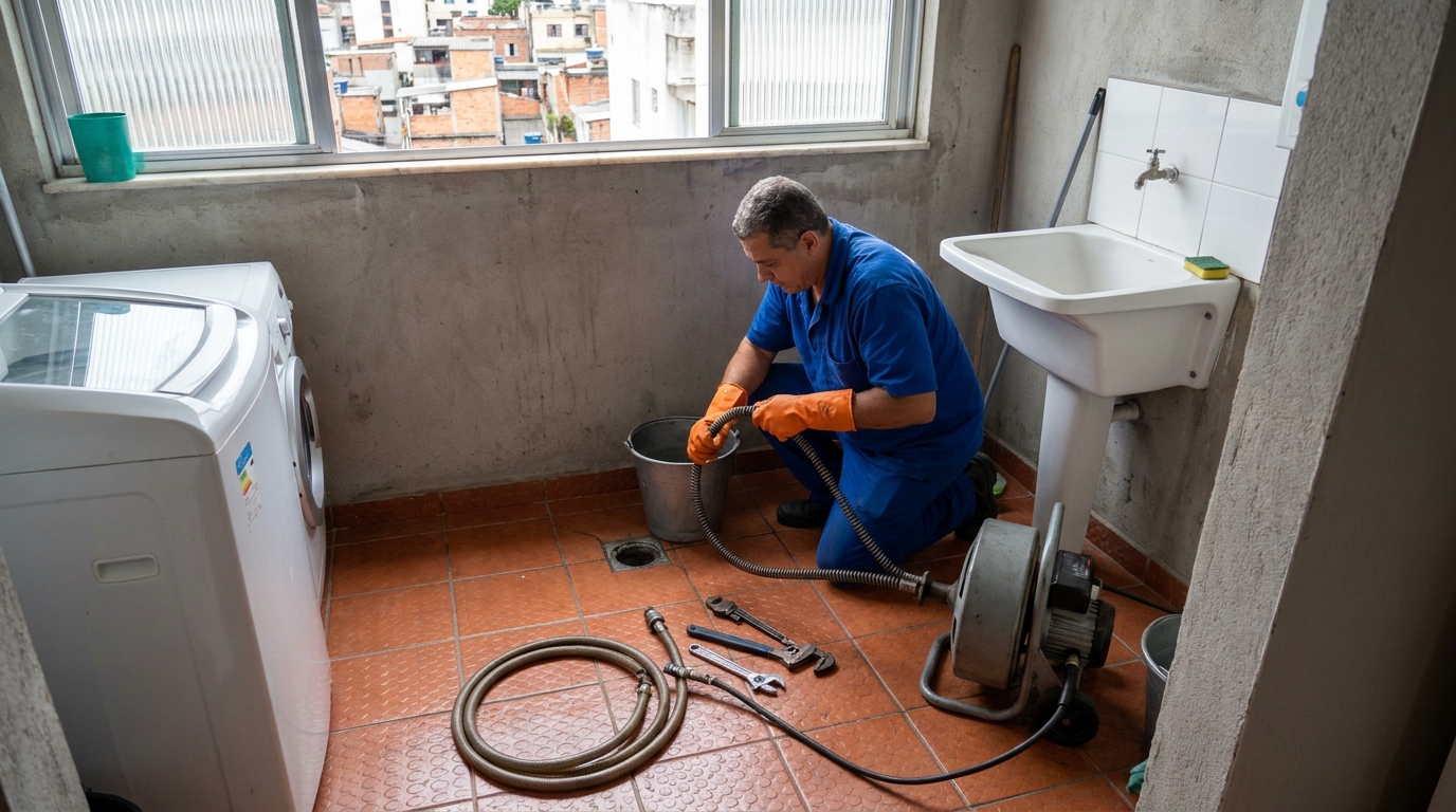 Desentupimento de ralo com equipamento em Maringá‑PR