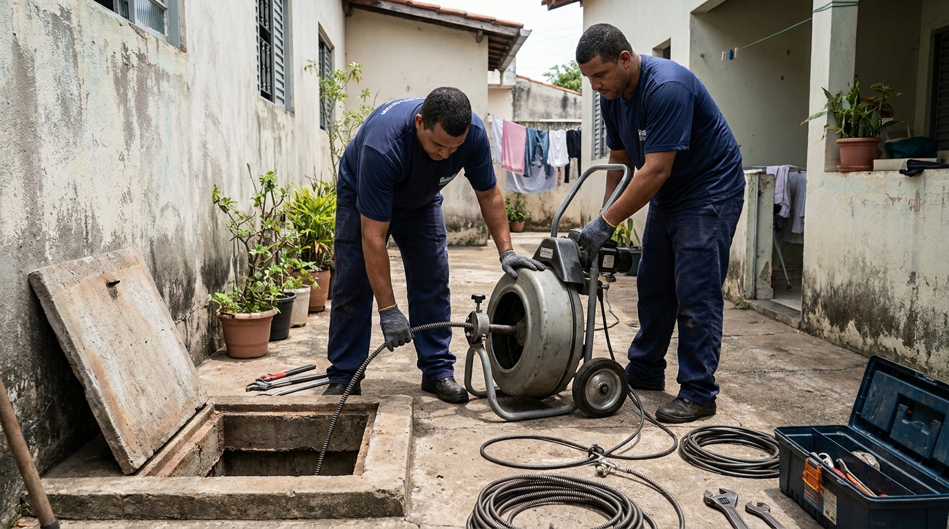 Desentupimento de rede de esgoto em Maringá‑PR