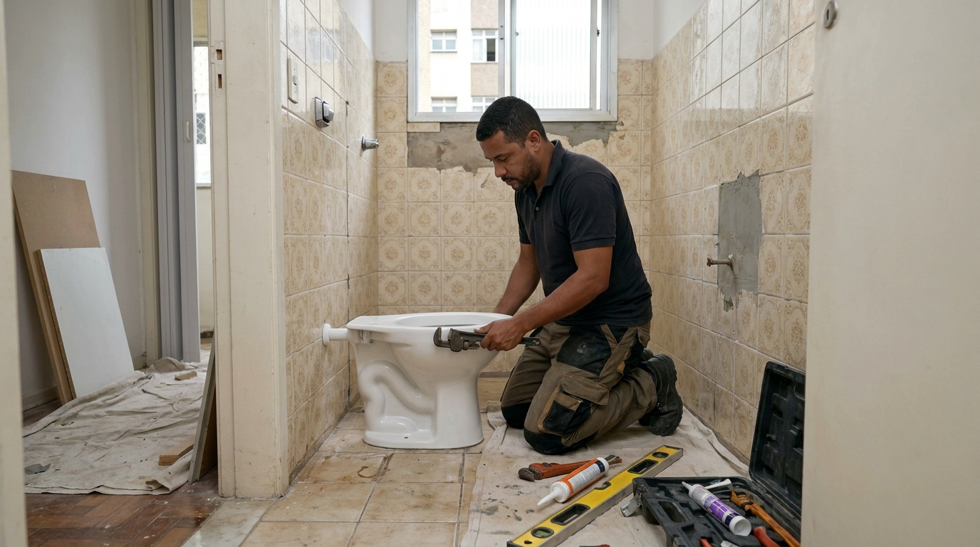 Instalação de vaso sanitário profissional em Maringá‑PR