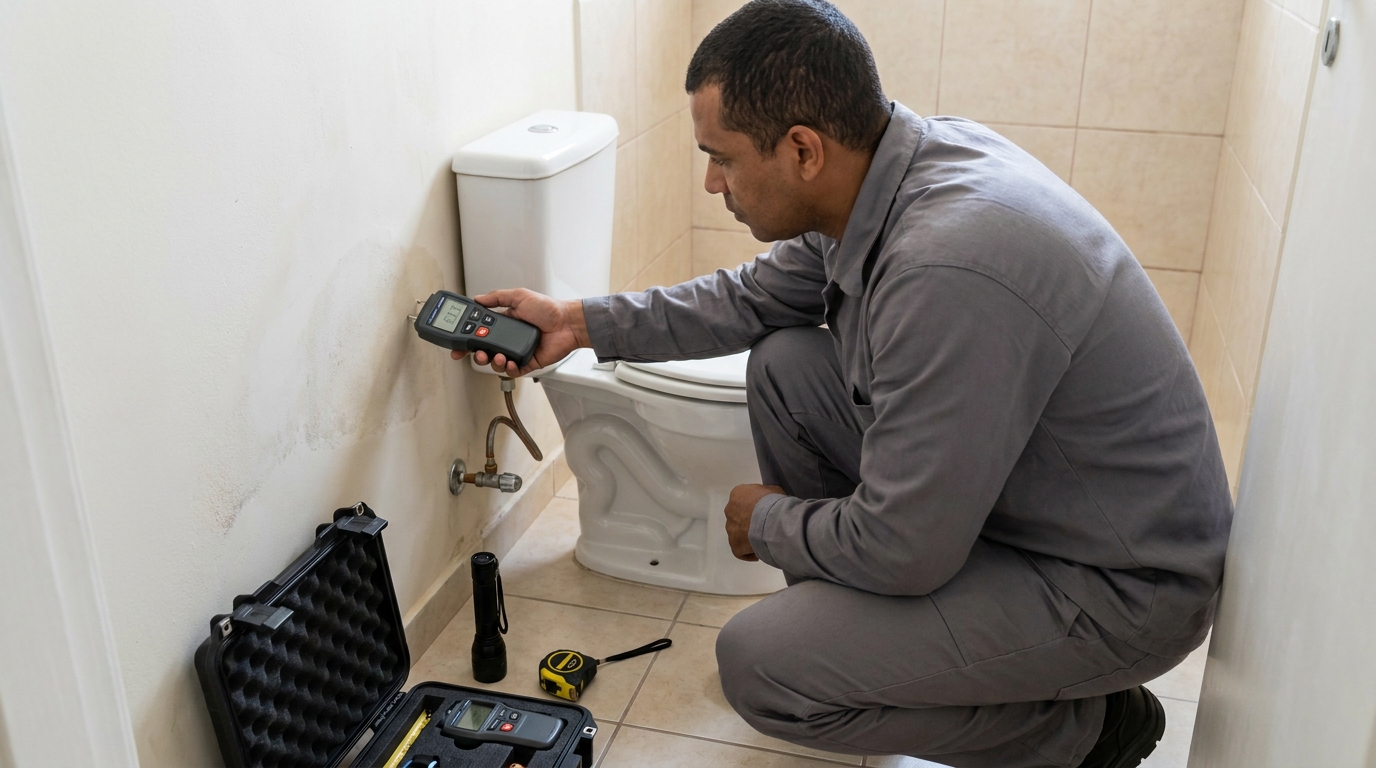 Técnico de caça vazamento em residência em Maringá‑PR